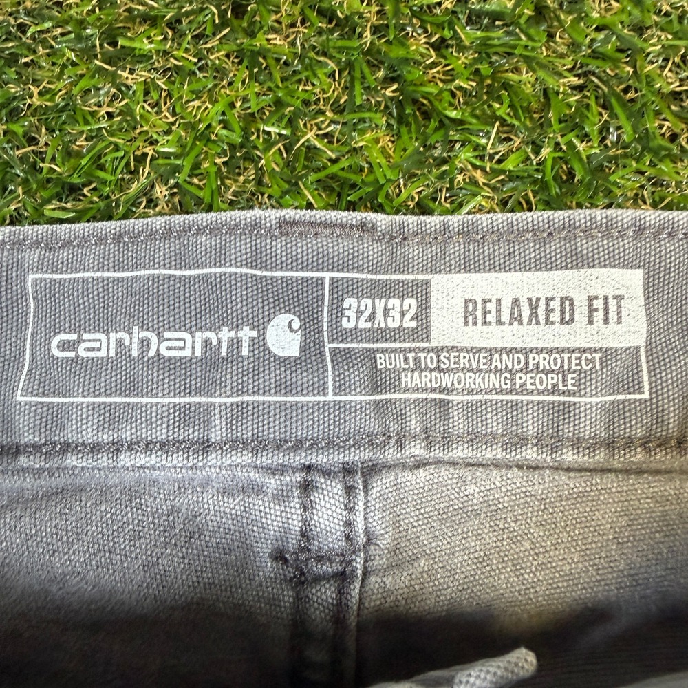 Carhartt Mens Relaxed Fit Canvas Work Pants Grey 32x32 Utility Carpenter Trouser - Picture 2 of 10